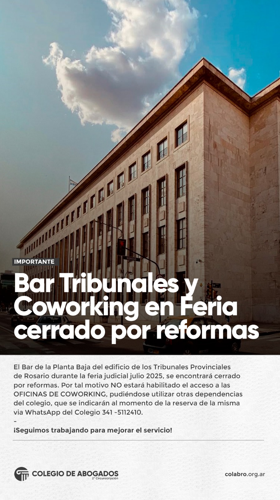 BAR TRIBUNALES - COWORKING EN FERIA CERRADO POR REFORMAS